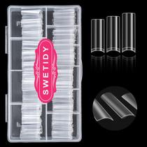 Nail Tips SWETIDY Clear Acrylic Square 500 unidades com caixa de 10 tamanhos