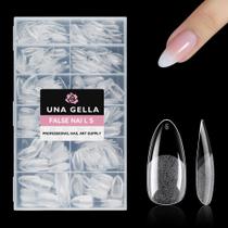 Nail Tips UNA GELLA em forma de amêndoa, 504 unidades de gel de cobertura completa