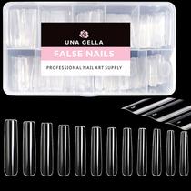 Nail Tips UNA GELLA Extra Long Cônica Quadrada 504 unidades com caixa