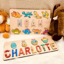 Name Puzzle Gowelly personalizado de madeira para crianças de 1 a 3 anos