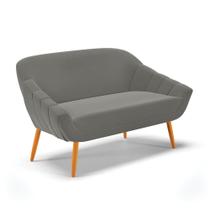 Namoradeira 02 Lugares Giovana Suede Grafite Pés Palito Castanho - D'Rossi