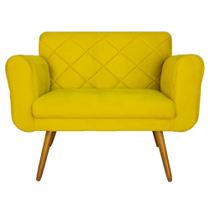 Namoradeira 02 Lugares Isabella Consultório Loja Suede Amarelo - LM DECOR