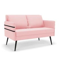 Namoradeira 02 Lugares Mari Suede Rosa Bebê De Ferro