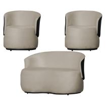 Namoradeira 2 Lugares e 2 Poltronas Orgânica Beatriz Suede Bege/Sintético Marrom - Divalê Shop Namoradeira 2 Lugares e 2 Poltronas Orgânica Beatriz Suede Bege/Sintético Marrom - Divalê Shop