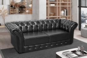 Namoradeira Chesterfield 186cm Preto com Capitonê