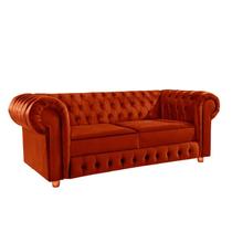 Namoradeira Chesterfield Bourbon 3 Lugares Via Encanto Veludo Cobre