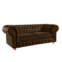 Namoradeira Chesterfield Bourbon 3 Lugares Via Encanto Veludo Marrom