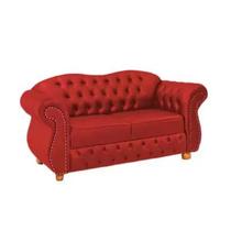 Namoradeira Chesterfield Merlô 2 Lugares Suede vermelho - Novo Encanto