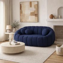 Namoradeira Concha Decorativa 190cm Sala Suede Cor:Azul-marinhoDesenho do tecido:Liso