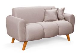 Namoradeira Dallas Confortavel Moderna Em Linho Pes em Madeira Cor: Creme