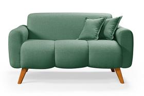 Namoradeira Dallas Confortavel Moderna Em Linho Pes em Madeira Cor: Creme
