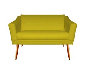 Namoradeira Decorativa Agatha Couro Amarelo 2 Lugares Pés Madeira Mz Decor