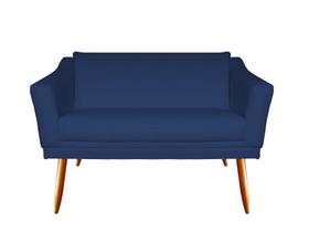 Namoradeira Decorativa Agatha Suede Azul Marinho 2 Lugares Pés Madeira Mz Decor