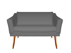 Namoradeira Decorativa Agatha Suede Cinza 2 Lugares Pés Madeira Ms Decor
