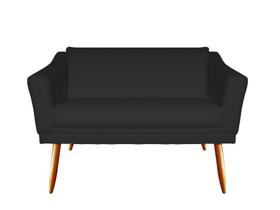 Namoradeira Decorativa Agatha Suede Preto 2 Lugares Pés Madeira Ms Decor