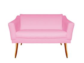 Namoradeira Decorativa Agatha Suede Rosa Bebê 2 Lugares Pés Madeira Ms Decor