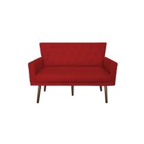 Namoradeira Decorativa Aurora Suede Vermelho Pés Madeira Ms Decor