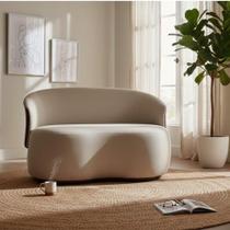 Namoradeira Decorativa Beatriz Orgânica Composê Couro Marrom Couro Bege Mz Decor