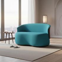 Namoradeira Decorativa Beatriz Orgânica Composê Couro Marrom Suede Azul Turquesa Ms Decor Namoradeira Decorativa Beatriz Orgânica Composê Couro Marrom Suede Azul Turquesa Ms Decor
