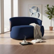 Namoradeira Decorativa Beatriz Orgânica Composê Couro Marrom Veludo Azul Marinho Mz Decor