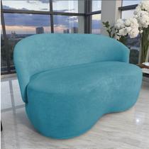Namoradeira Decorativa Beatriz Orgânica Veludo Azul Turquesa Namoradeira Decorativa Beatriz Orgânica Veludo Azul Turquesa