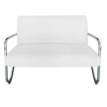 Namoradeira Decorativa Bela Couro Branco Braço Cromado Namoradeira Decorativa Bela Couro Branco Braço Cromado