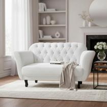 Namoradeira Decorativa Dália Couro Branco 2 Lugares Pés Madeira Ms Decor Namoradeira Decorativa Dália Couro Branco 2 Lugares Pés Madeira Ms Decor