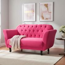 Namoradeira Decorativa Dália Couro Rosa Pink 2 Lugares Pés Madeira Ms Decor Namoradeira Decorativa Dália Couro Rosa Pink 2 Lugares Pés Madeira Ms Decor
