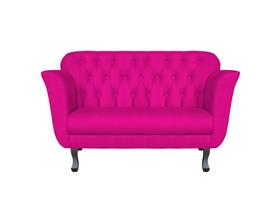 Namoradeira Decorativa Dália Couro Rosa Pink 2 Lugares Pés Madeira Ms Decor