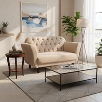 Namoradeira Decorativa Dália Suede Bege 2 Lugares Pés Madeira Ms Decor Namoradeira Decorativa Dália Suede Bege 2 Lugares Pés Madeira Ms Decor