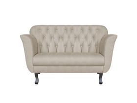 Namoradeira Decorativa Dália Suede Bege 2 Lugares Pés Madeira Ms Decor