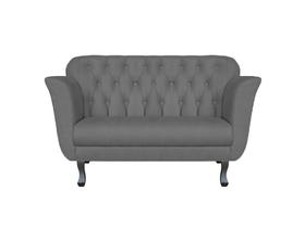 Namoradeira Decorativa Dália Suede Cinza 2 Lugares Pés Madeira Ms Decor