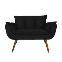 Namoradeira Decorativa Estofada Para Recepção Clínica Opala Suede Preto - LM DECOR