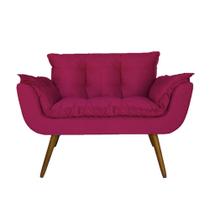 Namoradeira Decorativa Estofada Para Recepção Clínica Opala Suede Rosa Pink - DL Decor