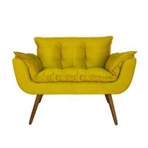 Namoradeira Decorativa Estofada Para Salão de Beleza Opala Suede Amarelo - DL Decor