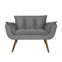 Namoradeira Decorativa Estofada Para Salão de Beleza Opala Suede Cinza - DL Decor