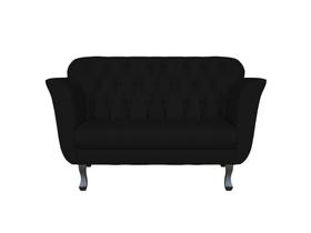 Namoradeira Decorativa Helena Suede Preto 2 Lugares Pés Madeira Mz Decor