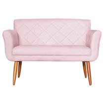 Namoradeira Decorativa Isabela Pés Palito Suede Rosa Bebê - DS Estofados Namoradeira Decorativa Isabela Pés Palito Suede Rosa Bebê - DS Estofados