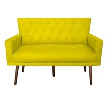 Namoradeira Decorativa Julieta 1,20 M Pés Madeira Suede Amarelo