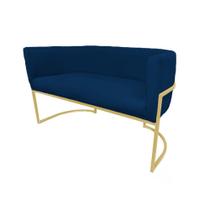Namoradeira Decorativa Luana Suede Azul Marinho 2 Lugares Base Dourada Ms Decor