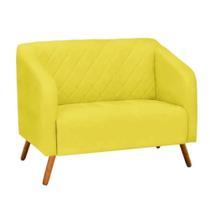 Namoradeira Decorativa Master Pés Madeira Suede Amarelo Namoradeira Decorativa Master Pés Madeira Suede Amarelo