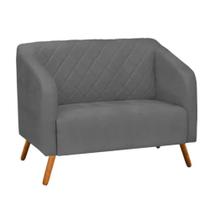Namoradeira Decorativa Master Pés Madeira Suede Cinza Namoradeira Decorativa Master Pés Madeira Suede Cinza