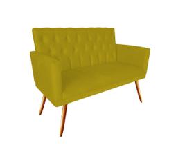 Namoradeira Decorativa Nina Capitonê Suede Amarelo 2 Lugares Pés Madeira Ms Decor