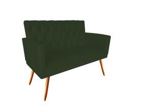 Namoradeira Decorativa Nina Capitonê Suede Verde 2 Lugares Pés Madeira Ms Decor