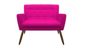 Namoradeira Decorativa Onix Couro Rosa Pink 2 Lugares Pés Madeira Ms Decor