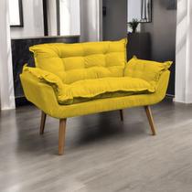 Namoradeira Decorativa Para Sala Alice Recepção Manicure Sala De Espera Consultório E Escritório Confortável Suede Cores Pés Castanho