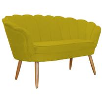 Namoradeira Decorativa Pétala Sala de Estar Tecido Suede Amarelo Kimi Decor