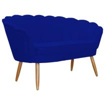 Namoradeira Decorativa Pétala Sala de Estar Tecido Suede Azul Marinho Kimi Design