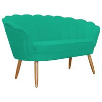 Namoradeira Decorativa Pétala Sala de Estar Tecido Veludo Azul Turquesa Kimi Design