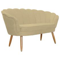 Namoradeira Decorativa Pétala Sala de Estar Tecido Veludo Bege Kimi Decor